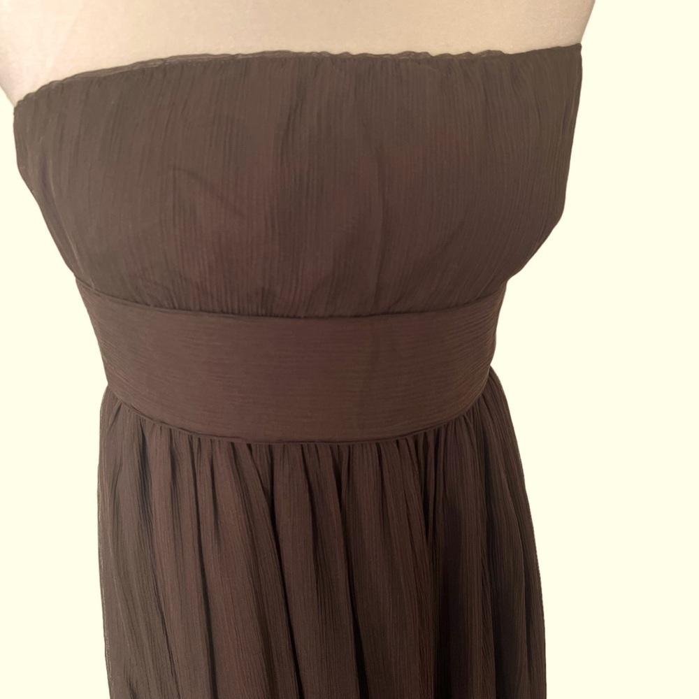 J.Crew Strapless 100% Silk Strapless Brown Dress in Size 10 - Picture 5 of 11
